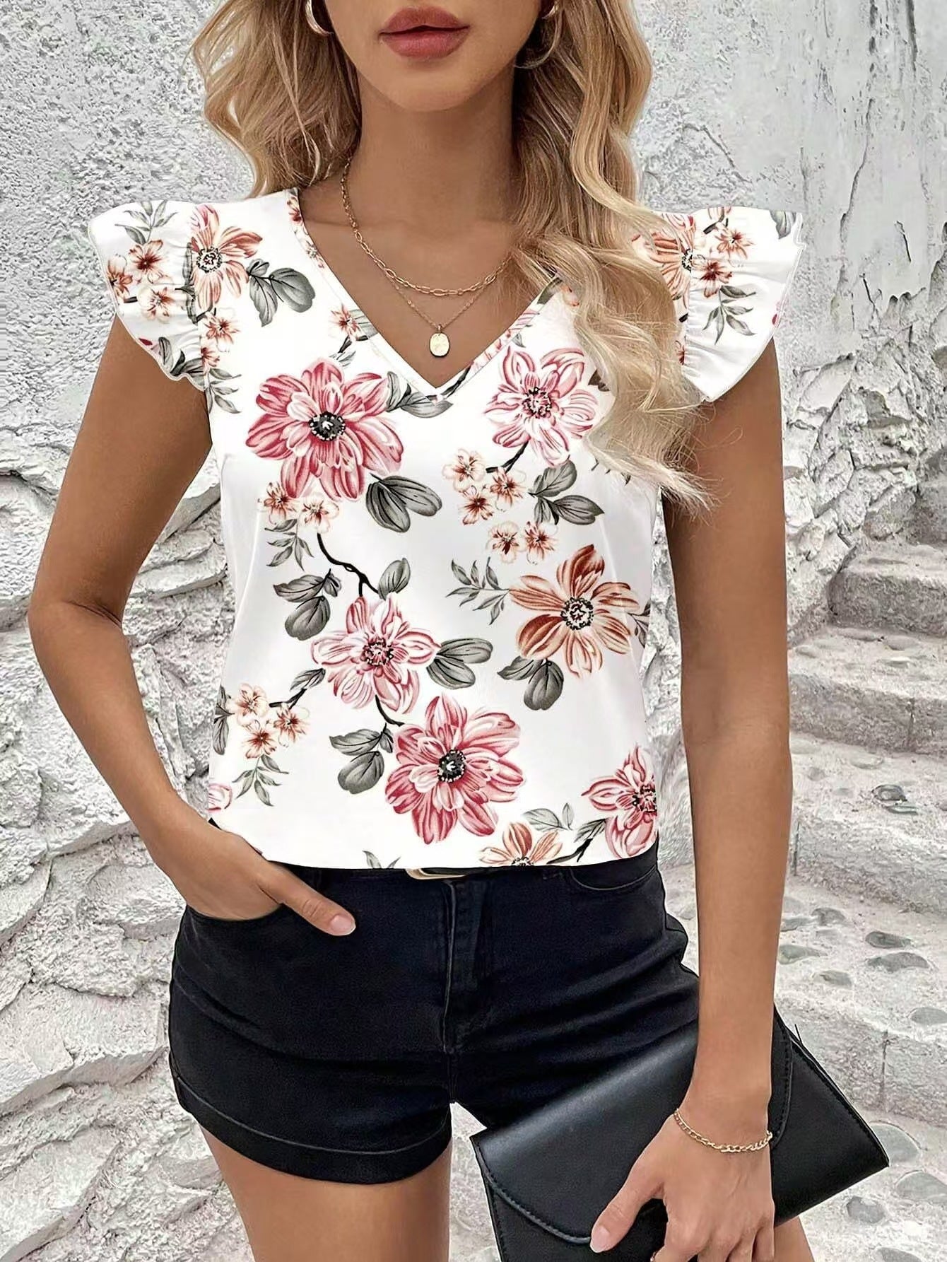 Summer New Sleeveless Leopard Print Ruffled Top