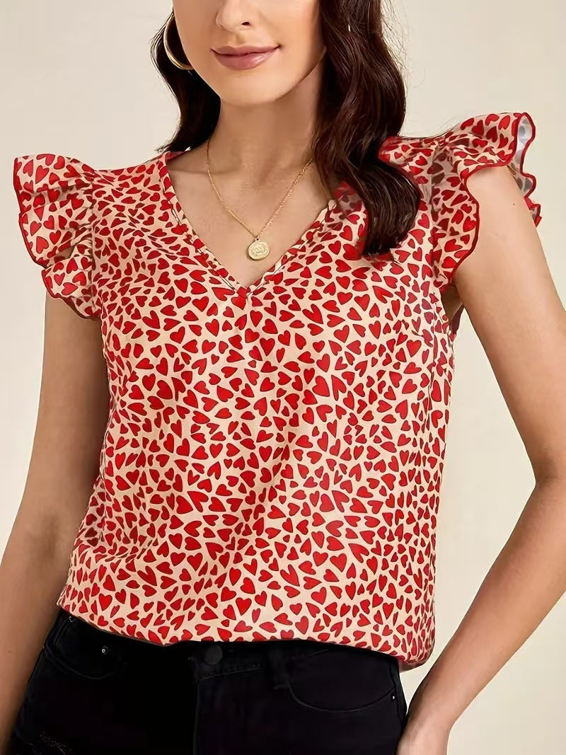 Summer New Sleeveless Leopard Print Ruffled Top