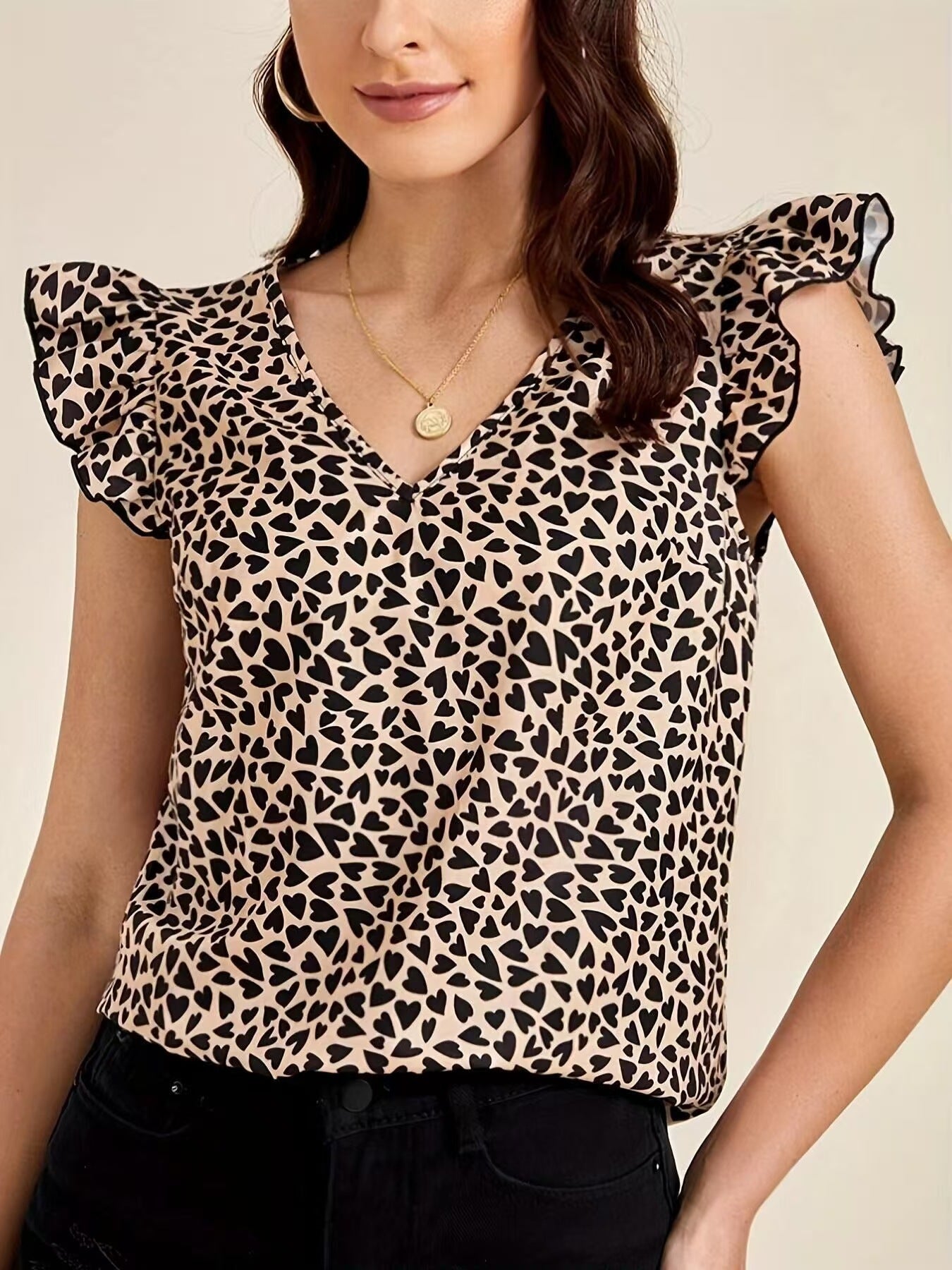 Summer New Sleeveless Leopard Print Ruffled Top