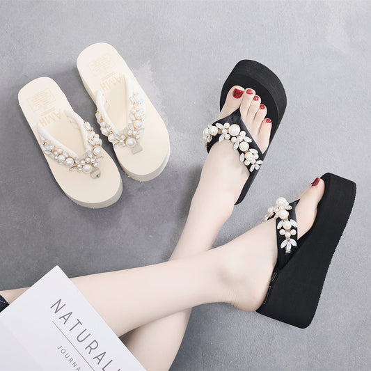 High-heeled Flip-flops Women's Summer
